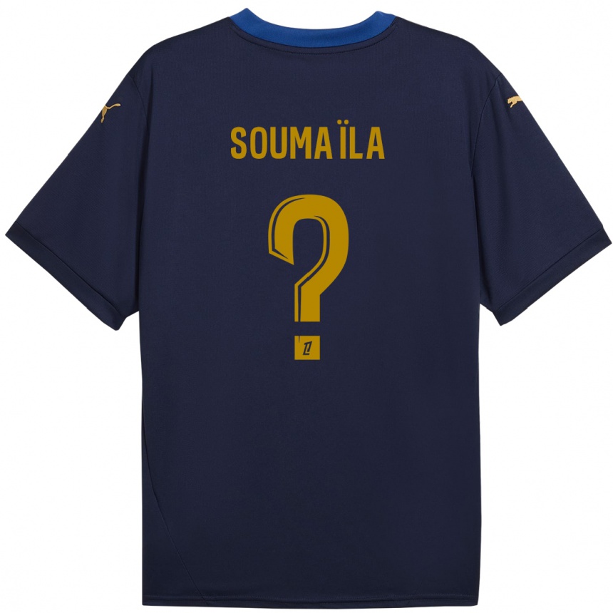 Enfant Football Maillot Soumaïla Sylla #0 Bleu Marine Doré Tenues Extérieur 2024/25