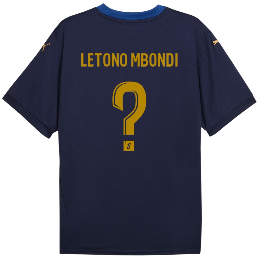 Enfant Football Maillot Christ-Emmanuel Letono Mbondi #0 Bleu Marine Doré Tenues Extérieur 2024/25