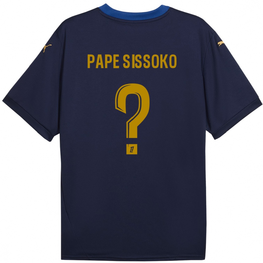 Enfant Football Maillot Niama Pape Sissoko #0 Bleu Marine Doré Tenues Extérieur 2024/25