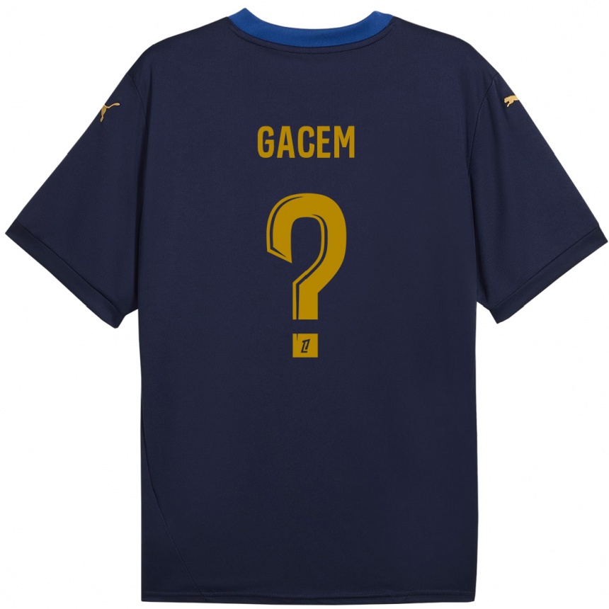 Enfant Football Maillot Yacine Gacem #0 Bleu Marine Doré Tenues Extérieur 2024/25