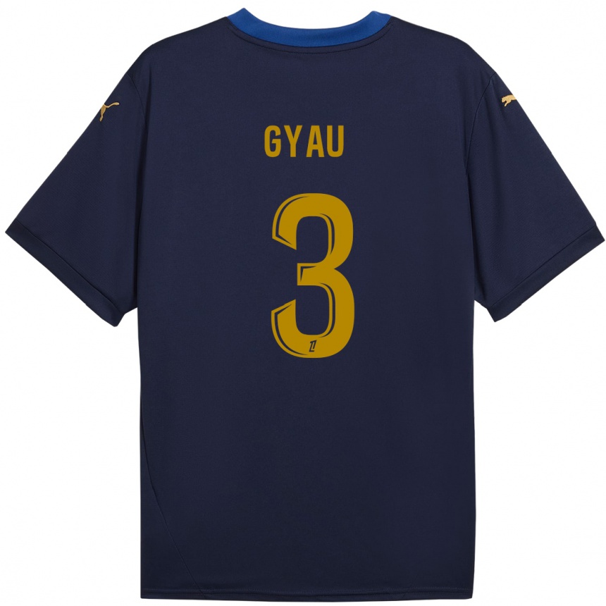 Enfant Football Maillot Mia Gyau #3 Bleu Marine Doré Tenues Extérieur 2024/25