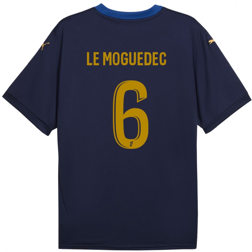 Enfant Football Maillot Anaële Le Moguédec #6 Bleu Marine Doré Tenues Extérieur 2024/25