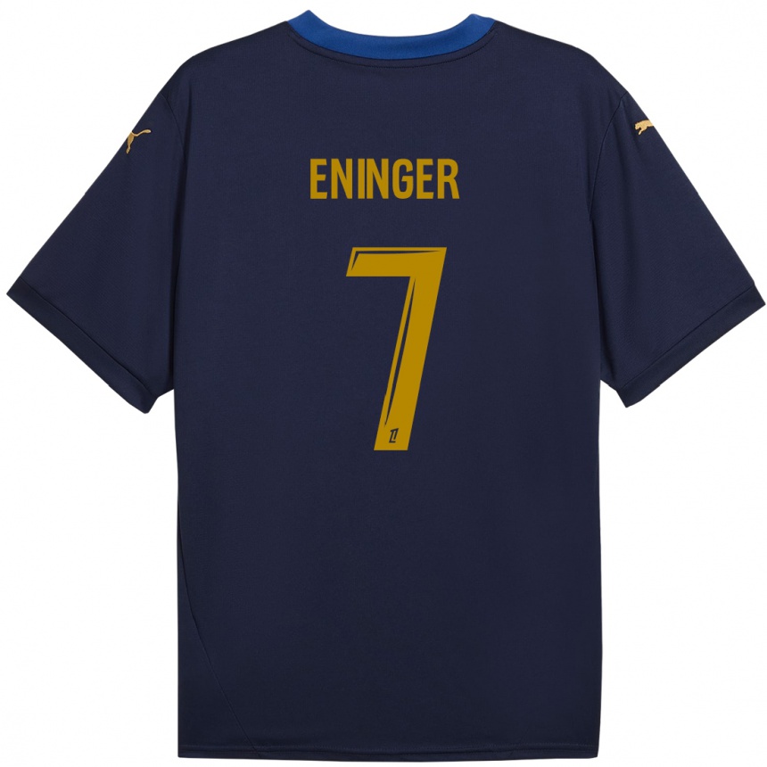 Enfant Football Maillot Thelma Eninger #7 Bleu Marine Doré Tenues Extérieur 2024/25