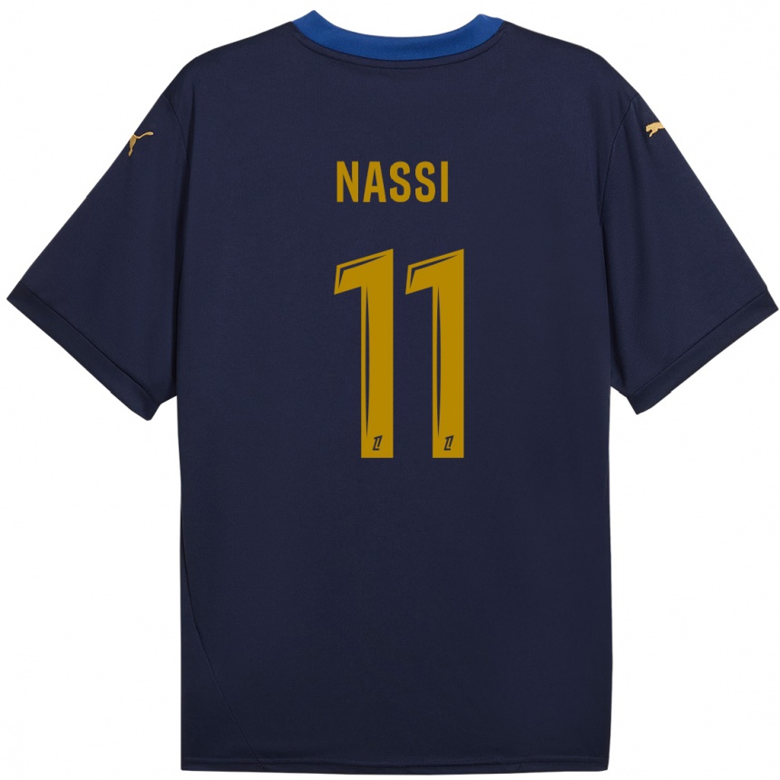 Enfant Football Maillot Jade Nassi #11 Bleu Marine Doré Tenues Extérieur 2024/25