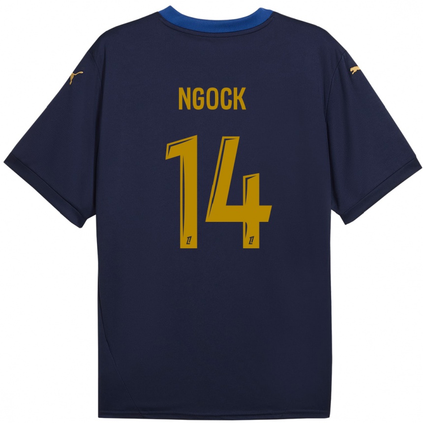 Enfant Football Maillot Monique Ngock #14 Bleu Marine Doré Tenues Extérieur 2024/25