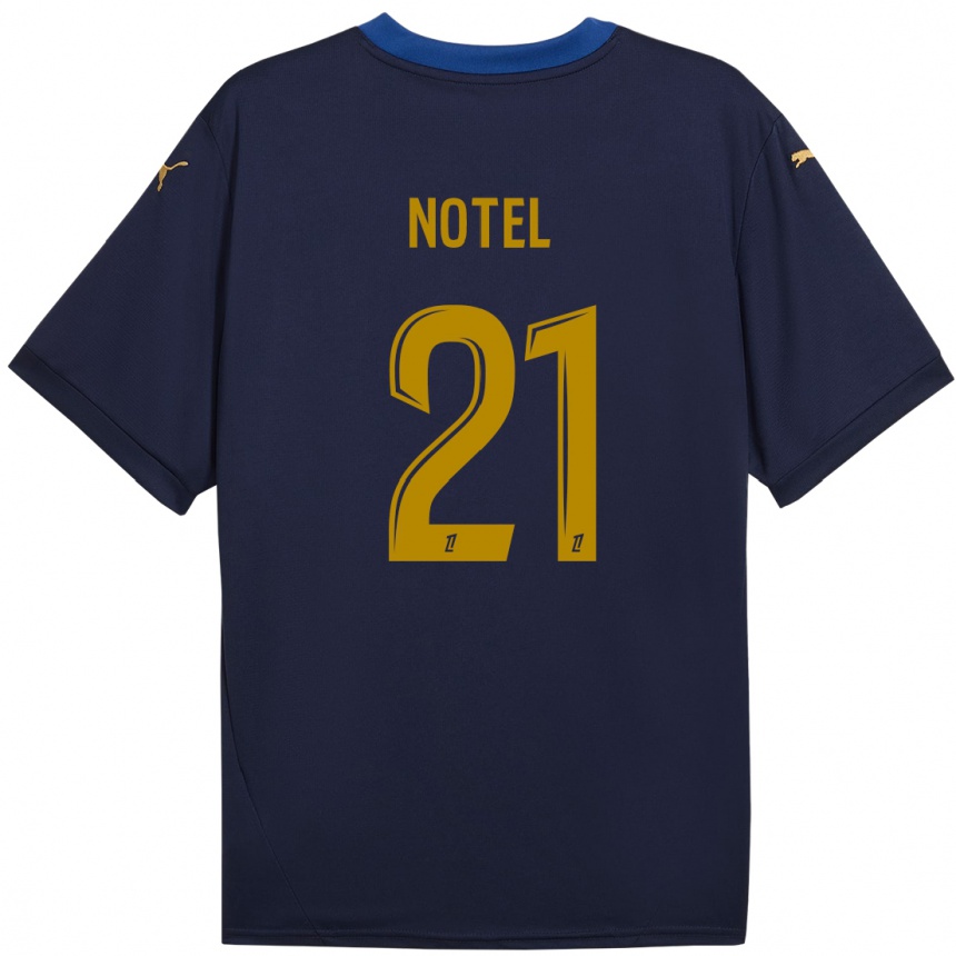 Enfant Football Maillot Lea Notel #21 Bleu Marine Doré Tenues Extérieur 2024/25