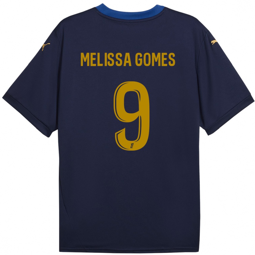 Enfant Football Maillot Melissa Ferreira Gomes #9 Bleu Marine Doré Tenues Extérieur 2024/25