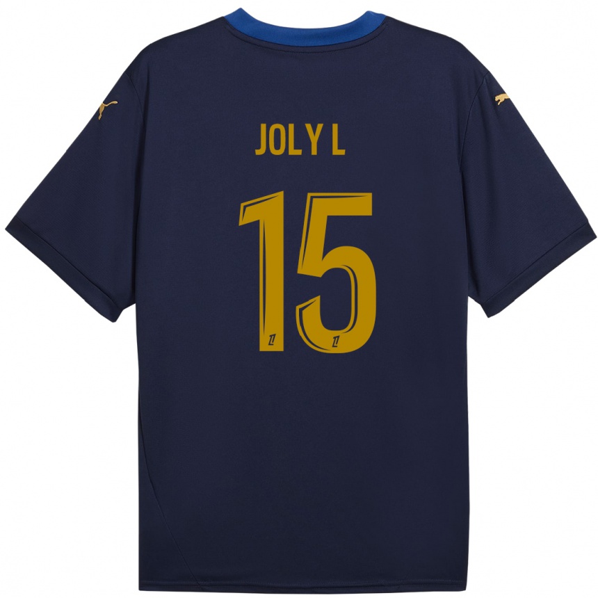 Enfant Football Maillot Lou Ann Joly #15 Bleu Marine Doré Tenues Extérieur 2024/25