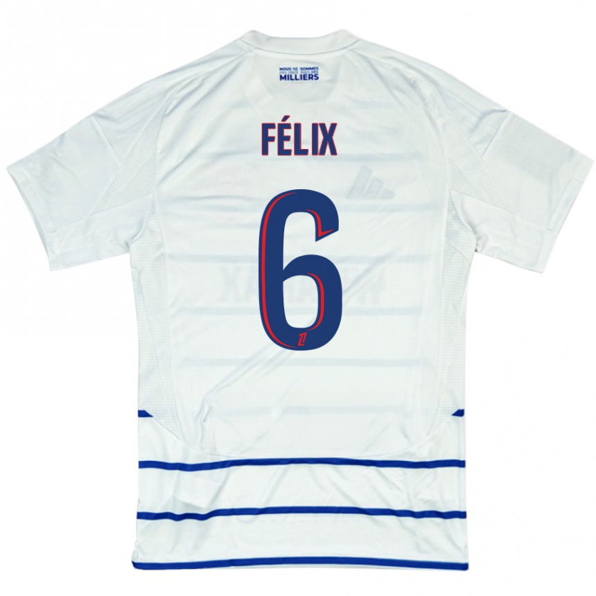 Enfant Football Maillot Félix Lemaréchal #6 Blanc Bleu Tenues Extérieur 2024/25