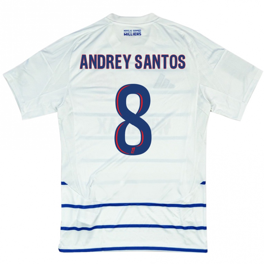 Enfant Football Maillot Andrey Santos #8 Blanc Bleu Tenues Extérieur 2024/25