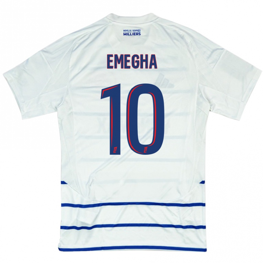 Enfant Football Maillot Emanuel Emegha #10 Blanc Bleu Tenues Extérieur 2024/25