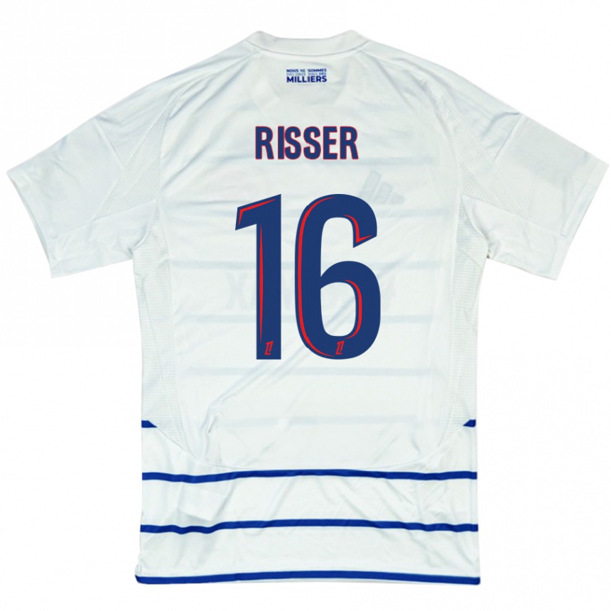 Enfant Football Maillot Robin Risser #16 Blanc Bleu Tenues Extérieur 2024/25