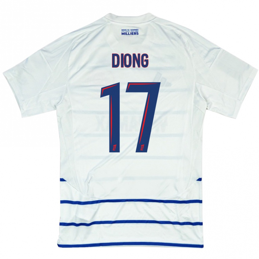 Enfant Football Maillot Pape Diong #17 Blanc Bleu Tenues Extérieur 2024/25