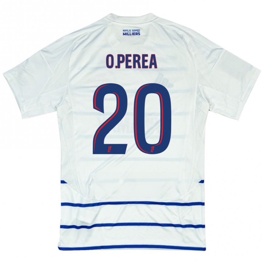 Enfant Football Maillot Óscar Perea #20 Blanc Bleu Tenues Extérieur 2024/25