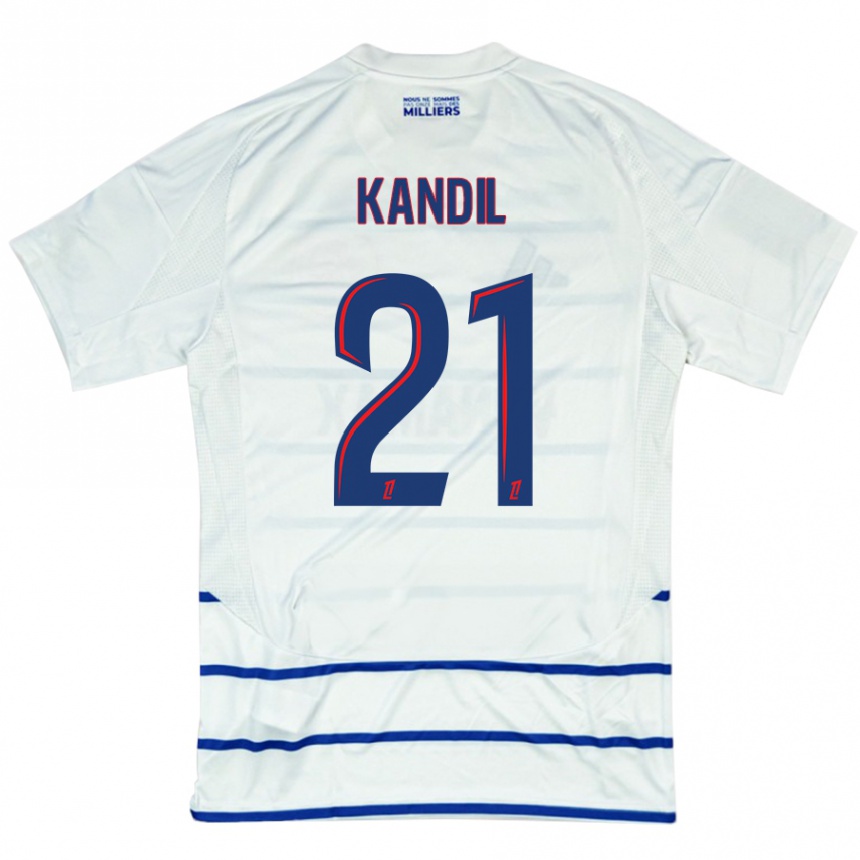 Enfant Football Maillot Nordine Kandil #21 Blanc Bleu Tenues Extérieur 2024/25