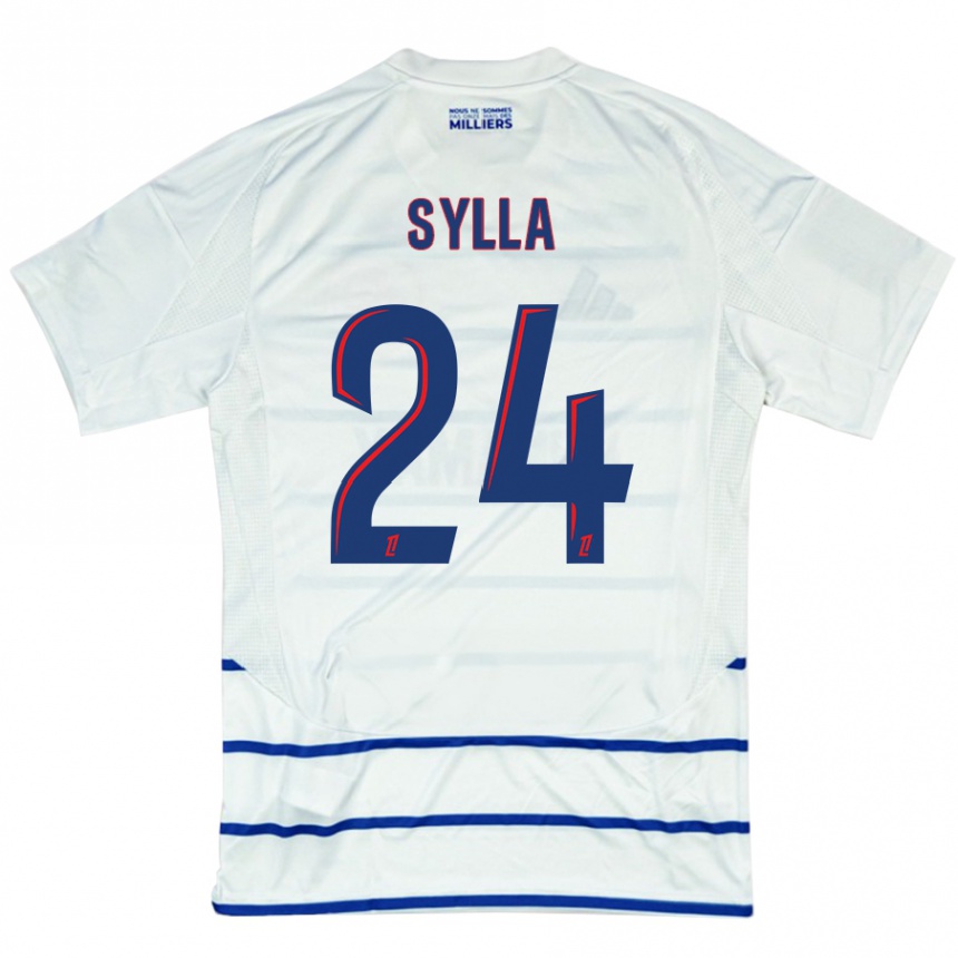 Enfant Football Maillot Abakar Sylla #24 Blanc Bleu Tenues Extérieur 2024/25