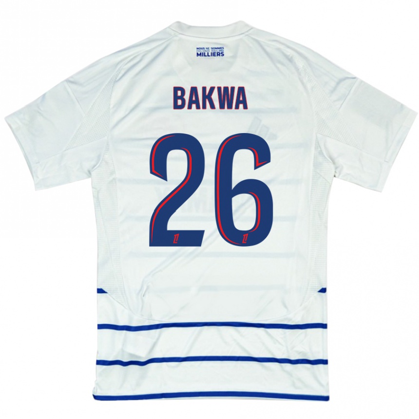 Enfant Football Maillot Dilane Bakwa #26 Blanc Bleu Tenues Extérieur 2024/25