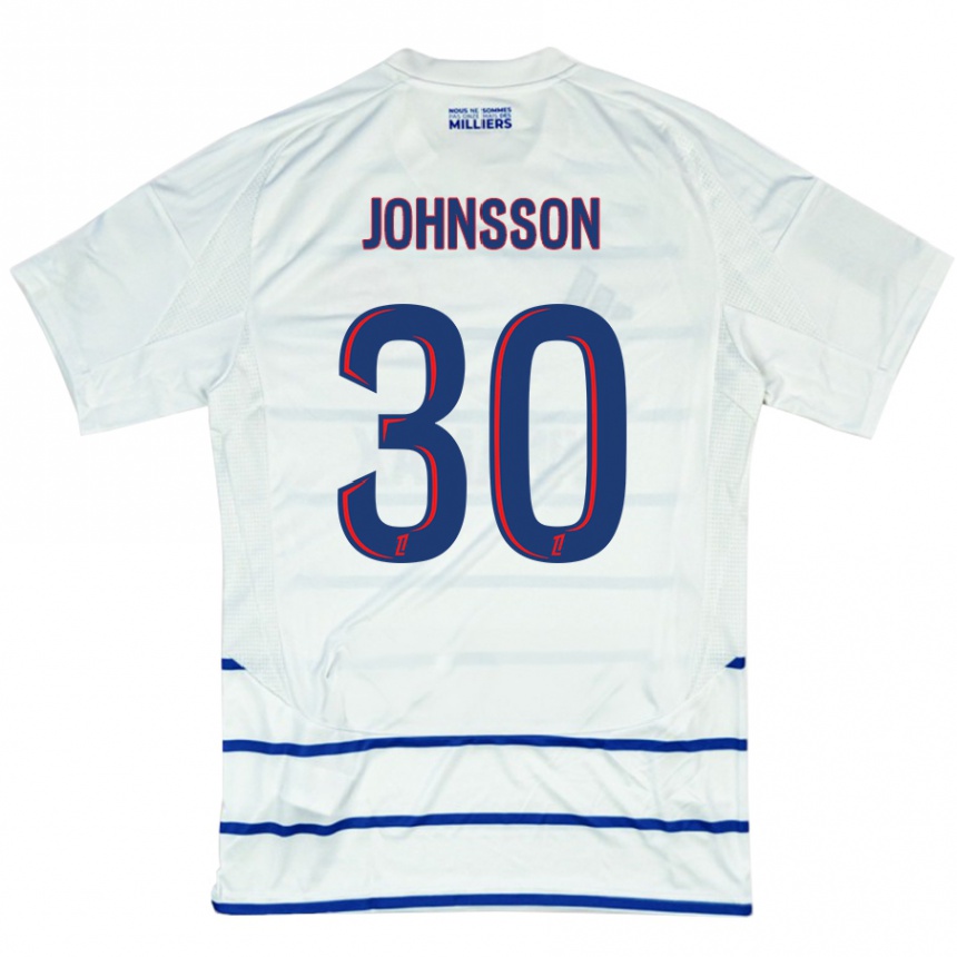 Enfant Football Maillot Karl-Johan Johnsson #30 Blanc Bleu Tenues Extérieur 2024/25