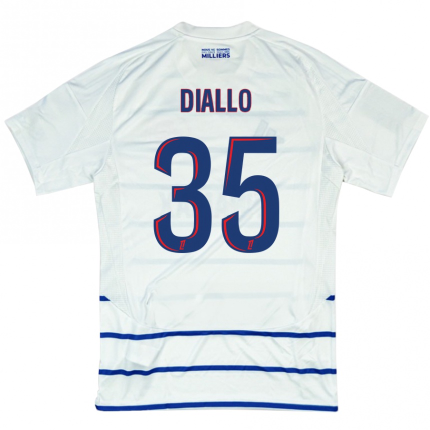 Enfant Football Maillot Tidiane Diallo #35 Blanc Bleu Tenues Extérieur 2024/25