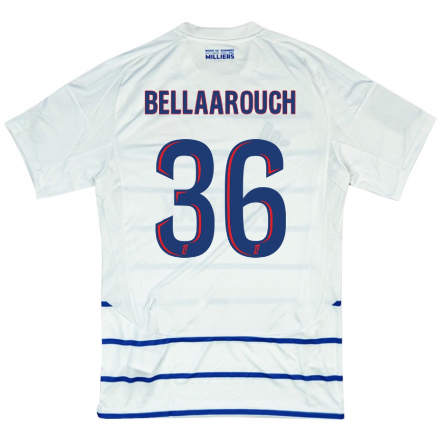 Enfant Football Maillot Alaa Bellaarouch #36 Blanc Bleu Tenues Extérieur 2024/25