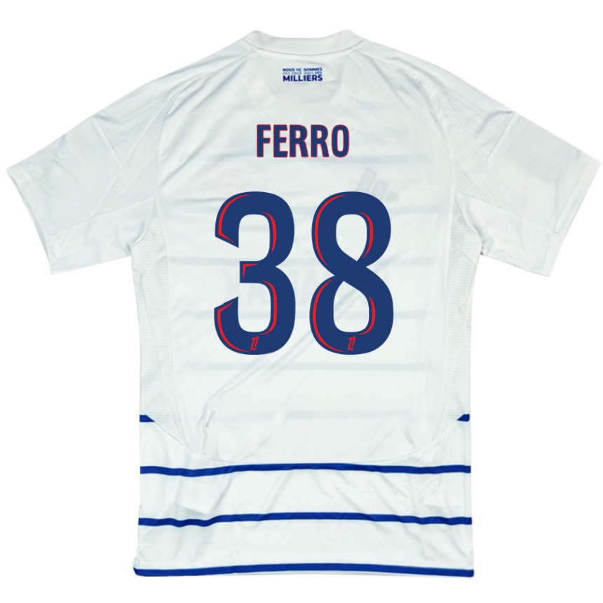 Enfant Football Maillot Nolan Ferro #38 Blanc Bleu Tenues Extérieur 2024/25