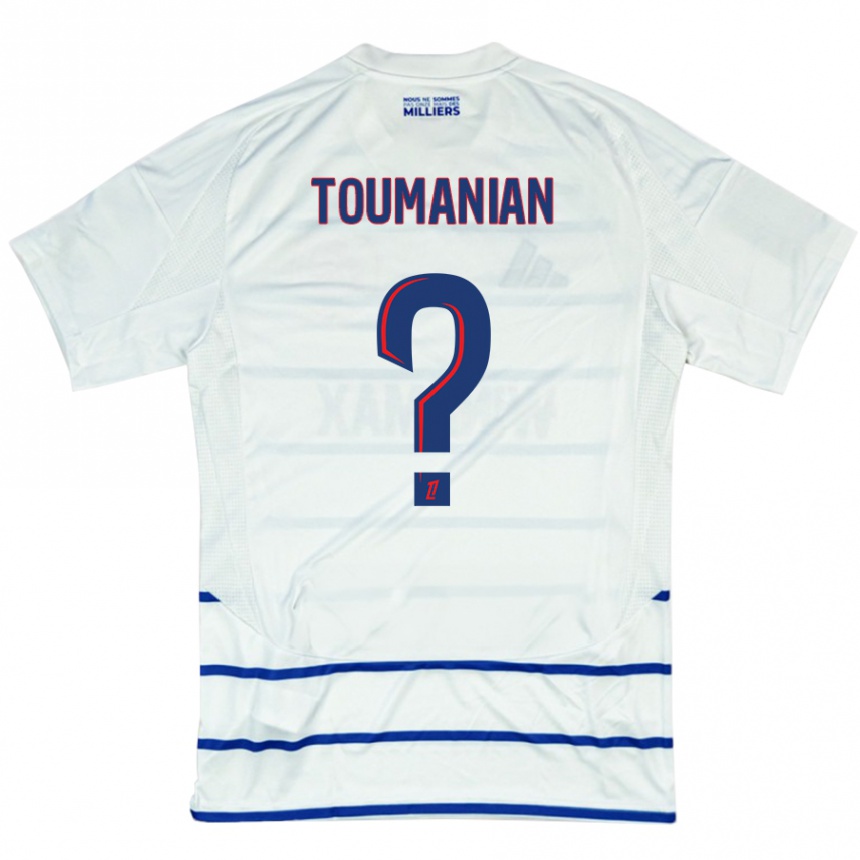 Enfant Football Maillot Anthony Toumanian #0 Blanc Bleu Tenues Extérieur 2024/25