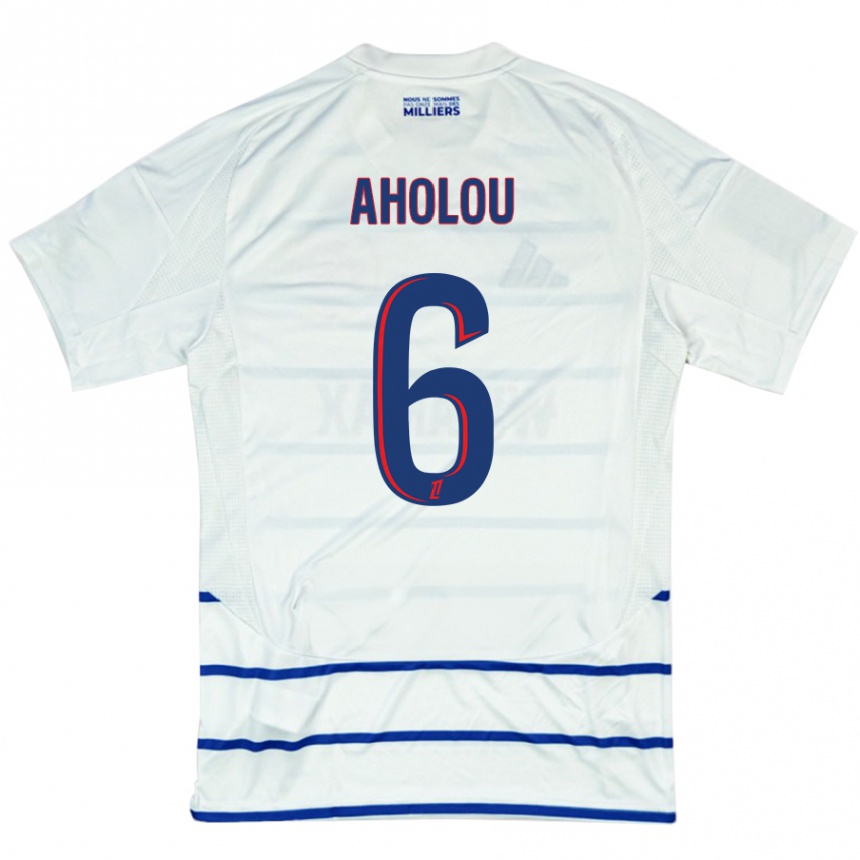 Enfant Football Maillot Jean-Eudes Aholou #6 Blanc Bleu Tenues Extérieur 2024/25