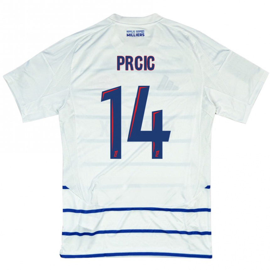 Enfant Football Maillot Sanjin Prcic #14 Blanc Bleu Tenues Extérieur 2024/25