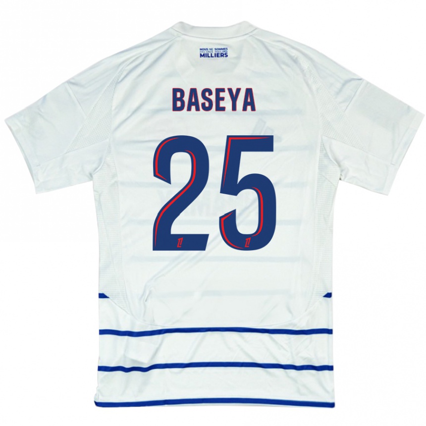 Enfant Football Maillot Steven Baseya #25 Blanc Bleu Tenues Extérieur 2024/25