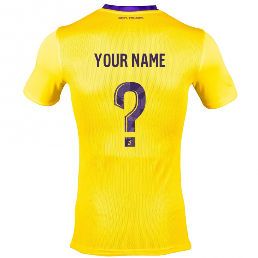 Enfant Football Maillot Votre Nom #0 Jaune Violet Tenues Extérieur 2024/25