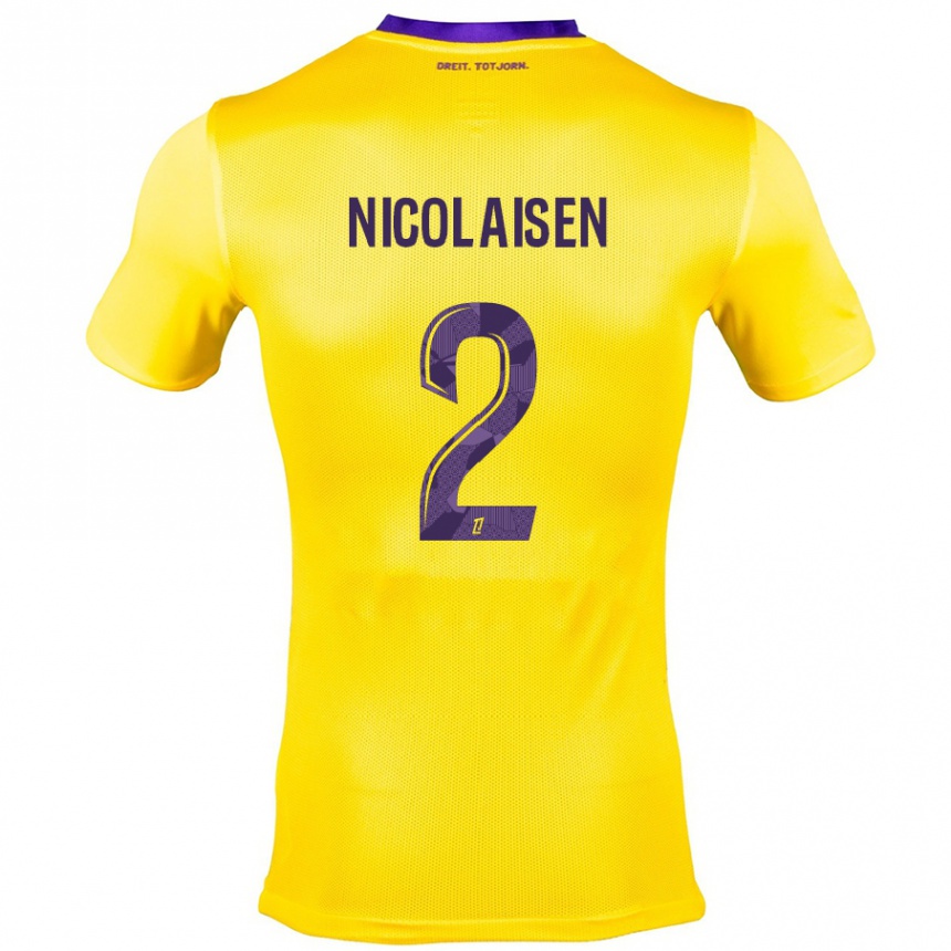 Enfant Football Maillot Rasmus Nicolaisen #2 Jaune Violet Tenues Extérieur 2024/25