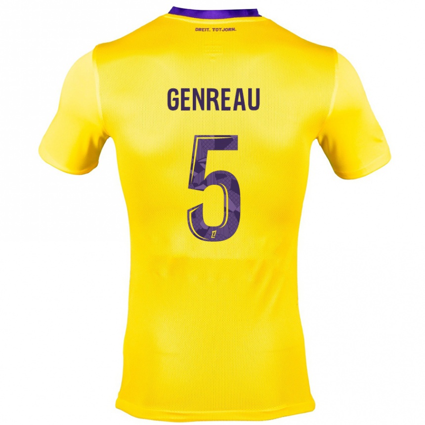 Enfant Football Maillot Denis Genreau #5 Jaune Violet Tenues Extérieur 2024/25