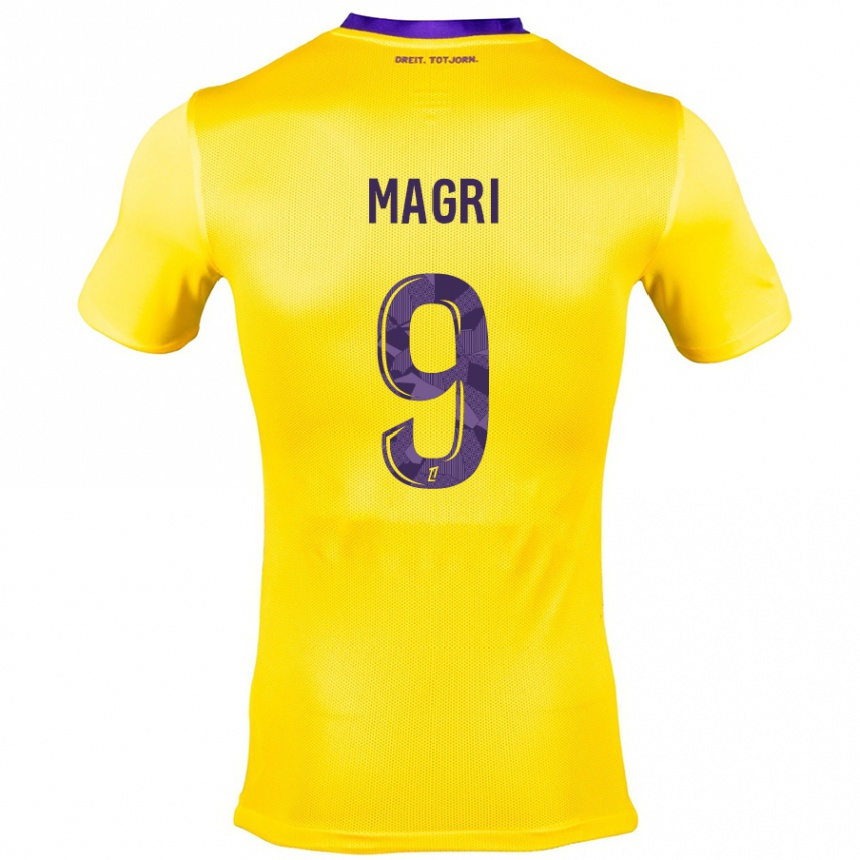 Enfant Football Maillot Frank Magri #9 Jaune Violet Tenues Extérieur 2024/25