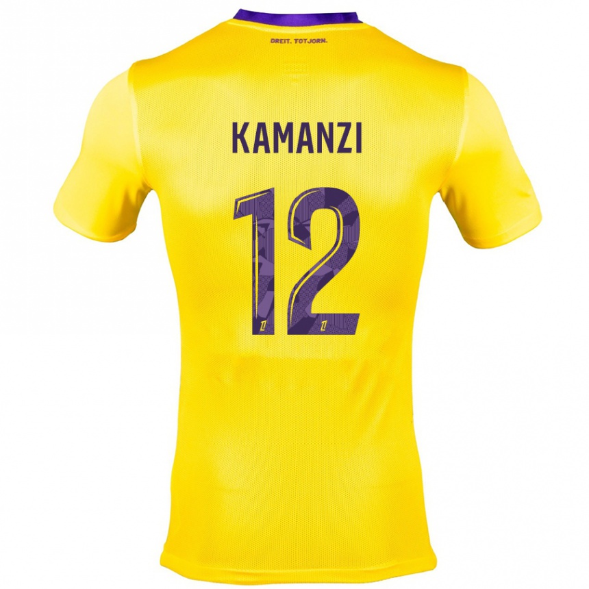 Enfant Football Maillot Warren Kamanzi #12 Jaune Violet Tenues Extérieur 2024/25