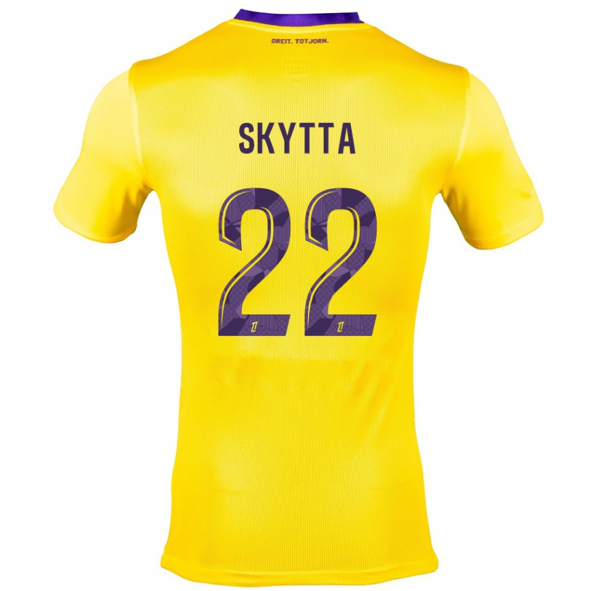 Enfant Football Maillot Naatan Skyttä #22 Jaune Violet Tenues Extérieur 2024/25