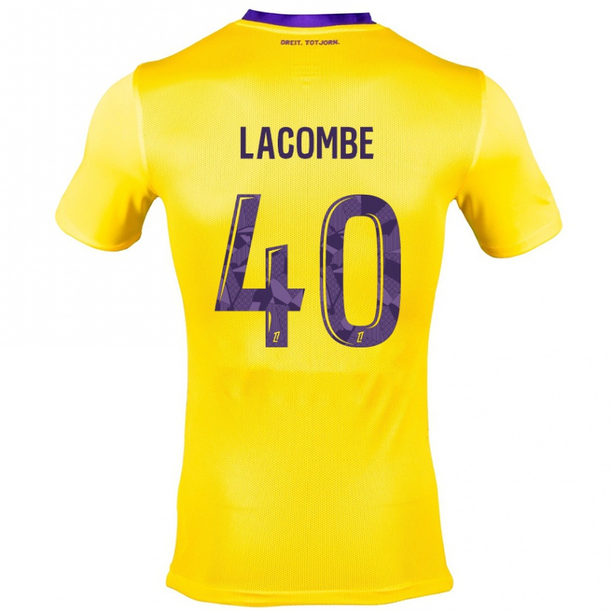 Enfant Football Maillot Justin Lacombe #40 Jaune Violet Tenues Extérieur 2024/25