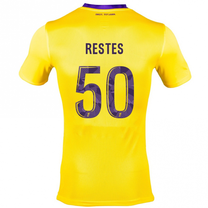 Enfant Football Maillot Guillaume Restes #50 Jaune Violet Tenues Extérieur 2024/25