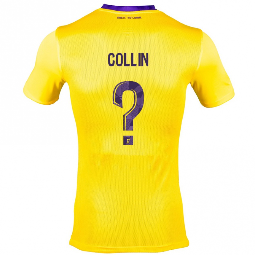 Enfant Football Maillot Théo Collin #0 Jaune Violet Tenues Extérieur 2024/25