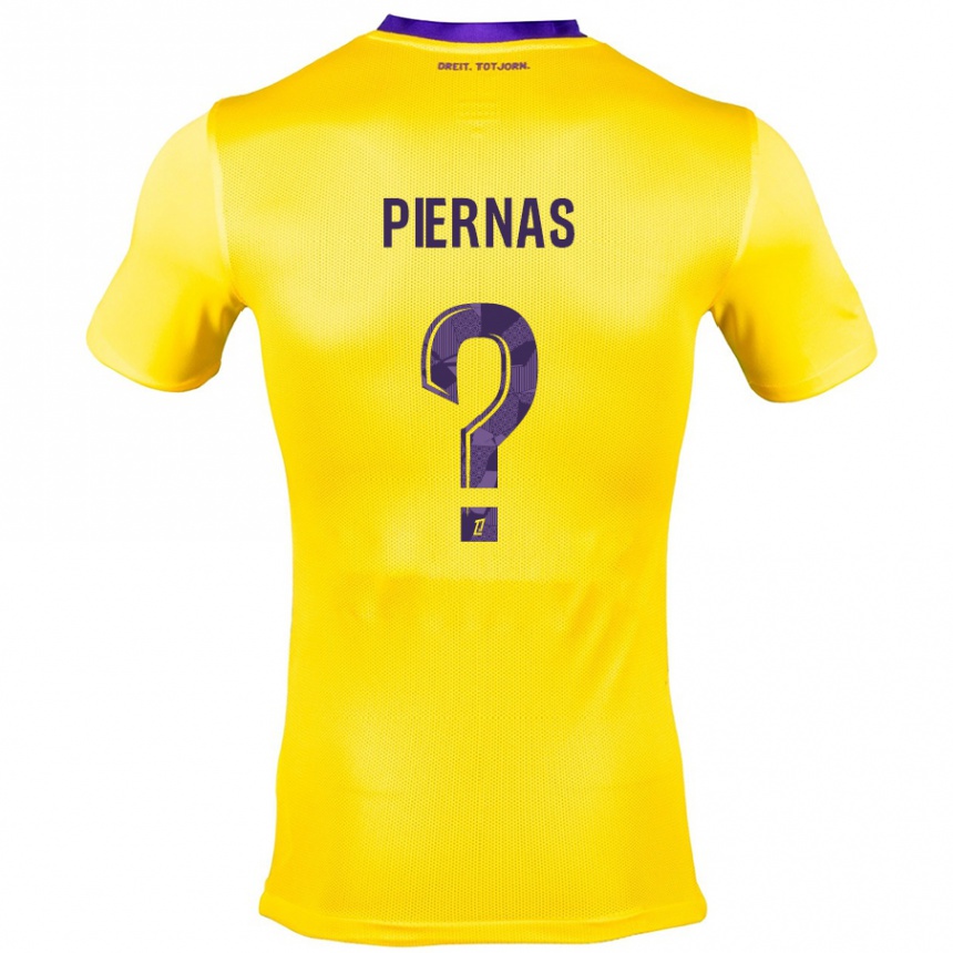 Enfant Football Maillot Gaëtan Bakhouche Piernas #0 Jaune Violet Tenues Extérieur 2024/25