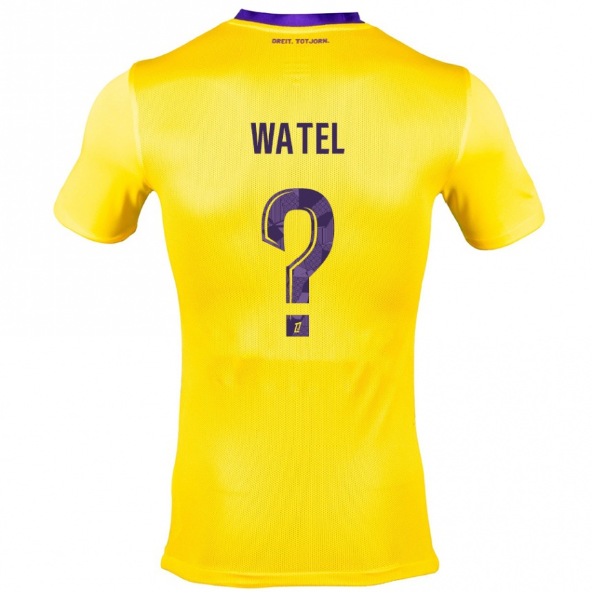 Enfant Football Maillot Kylian Watel #0 Jaune Violet Tenues Extérieur 2024/25