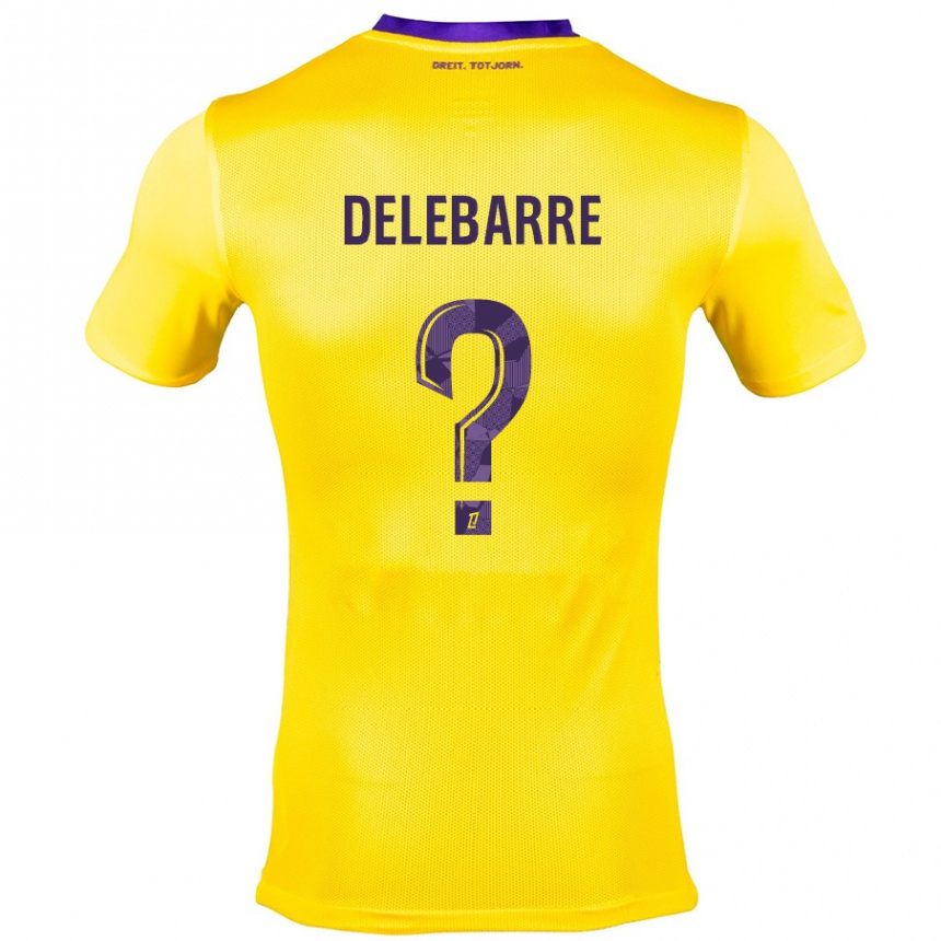 Enfant Football Maillot Mathis Delebarre #0 Jaune Violet Tenues Extérieur 2024/25