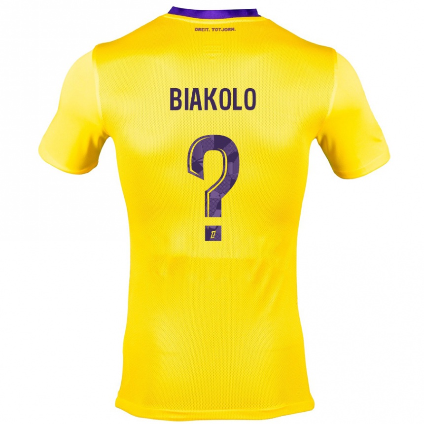 Enfant Football Maillot Tony Biakolo #0 Jaune Violet Tenues Extérieur 2024/25