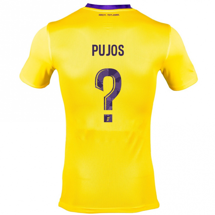 Enfant Football Maillot Clément Pujos #0 Jaune Violet Tenues Extérieur 2024/25