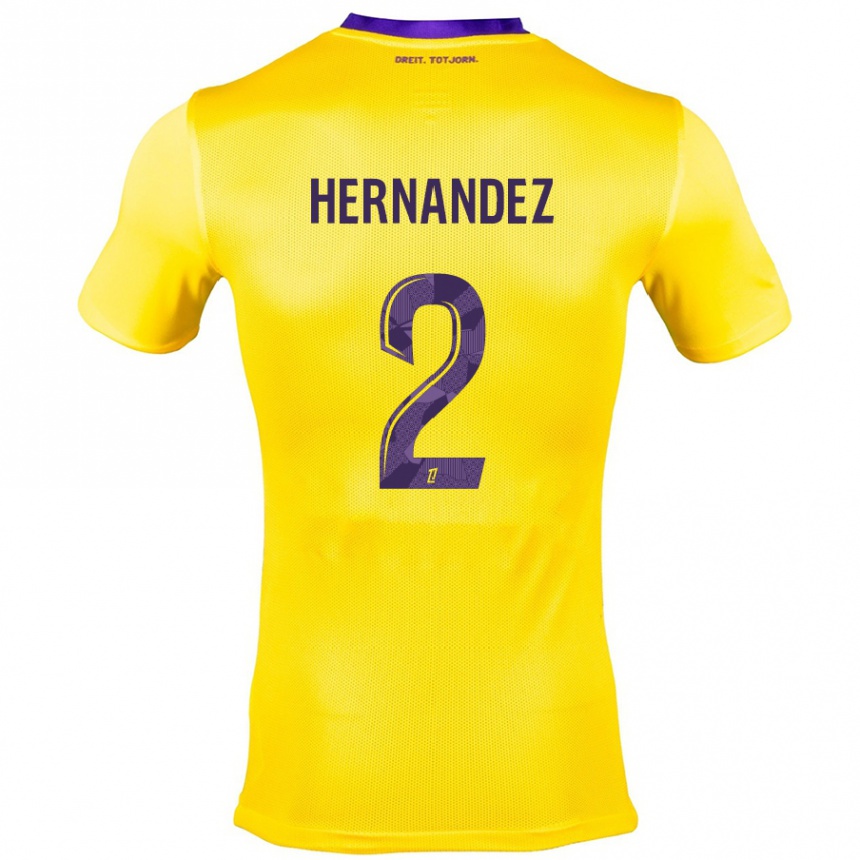 Enfant Football Maillot Lucie Hernandez #2 Jaune Violet Tenues Extérieur 2024/25