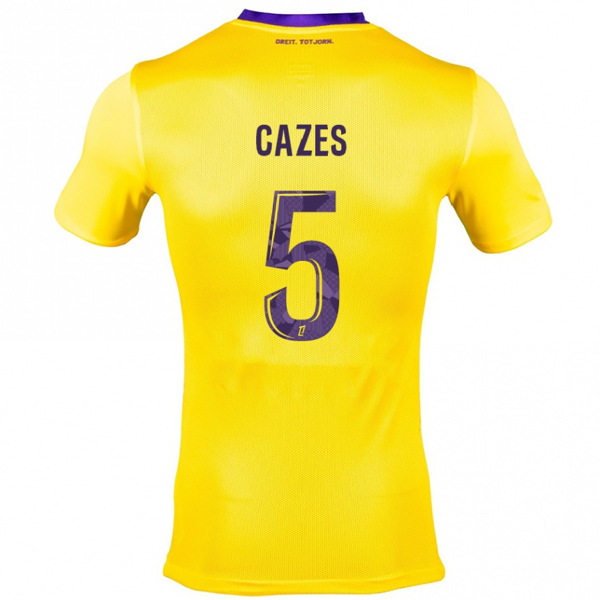 Enfant Football Maillot Manon Cazes #5 Jaune Violet Tenues Extérieur 2024/25