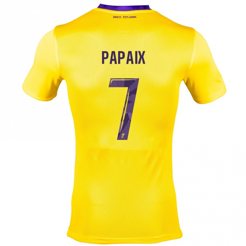 Enfant Football Maillot Marie Papaix #7 Jaune Violet Tenues Extérieur 2024/25