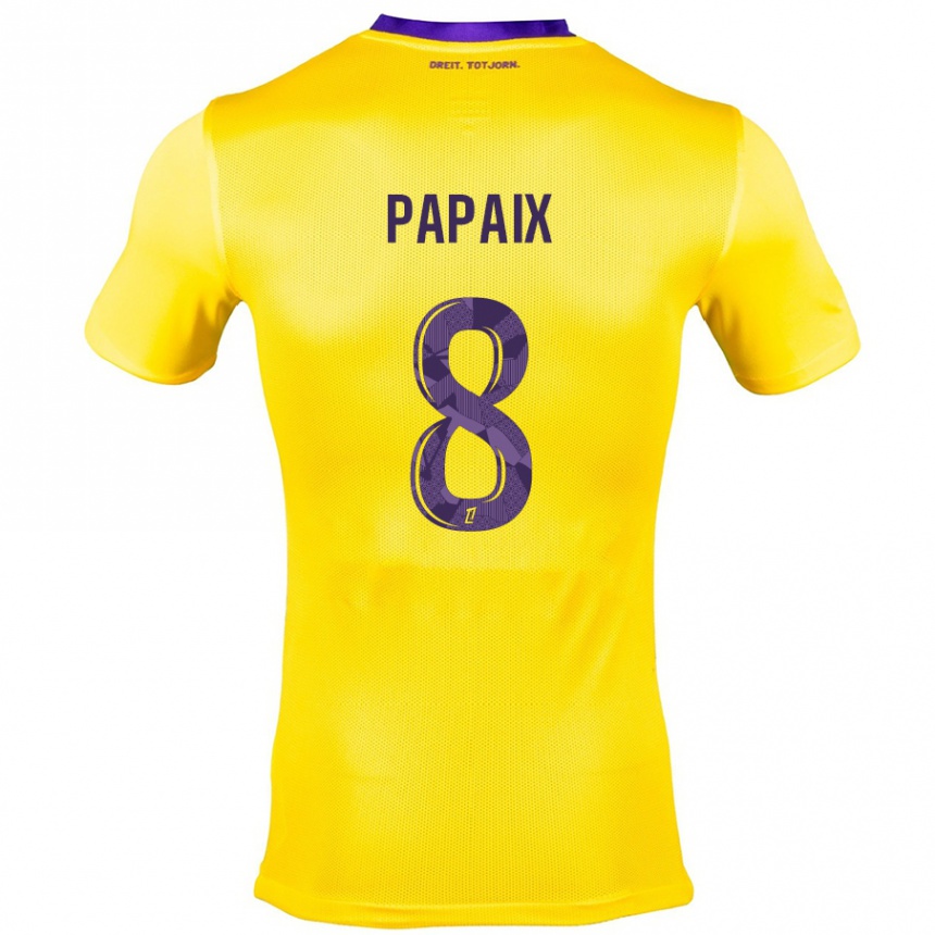 Enfant Football Maillot Pauline Papaix #8 Jaune Violet Tenues Extérieur 2024/25