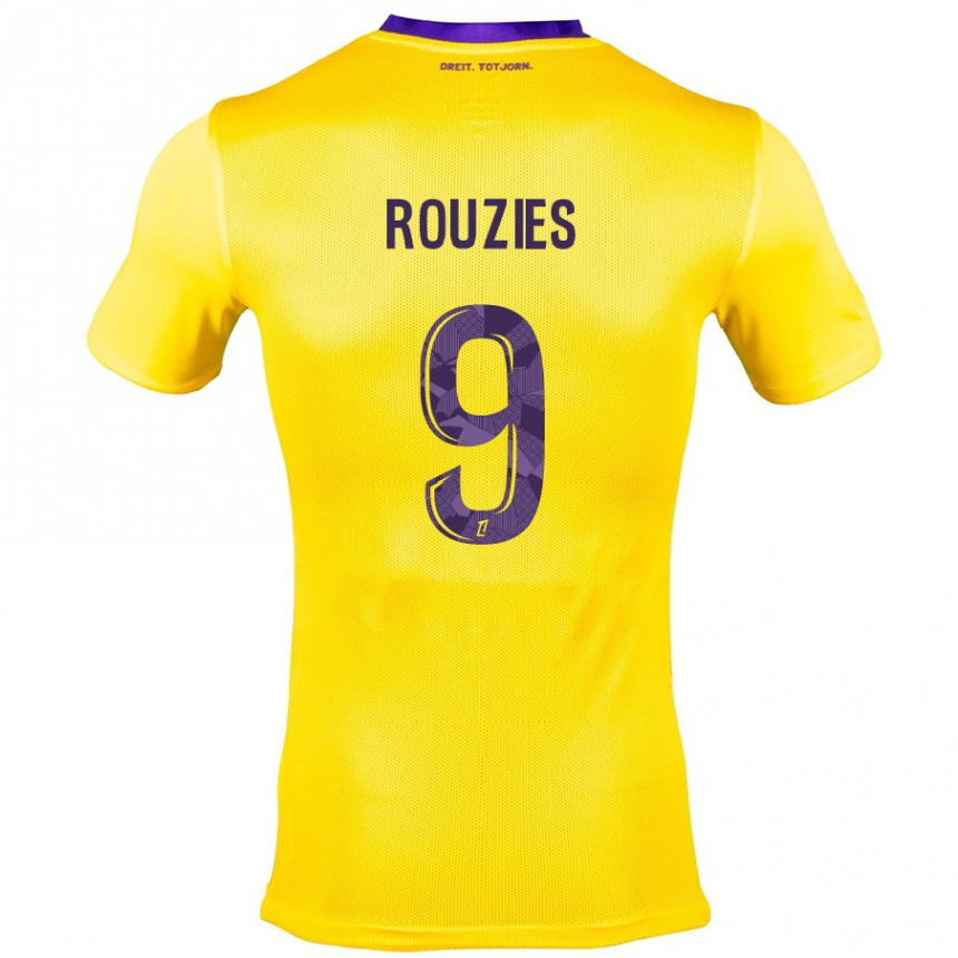 Enfant Football Maillot Manon Rouzies #9 Jaune Violet Tenues Extérieur 2024/25