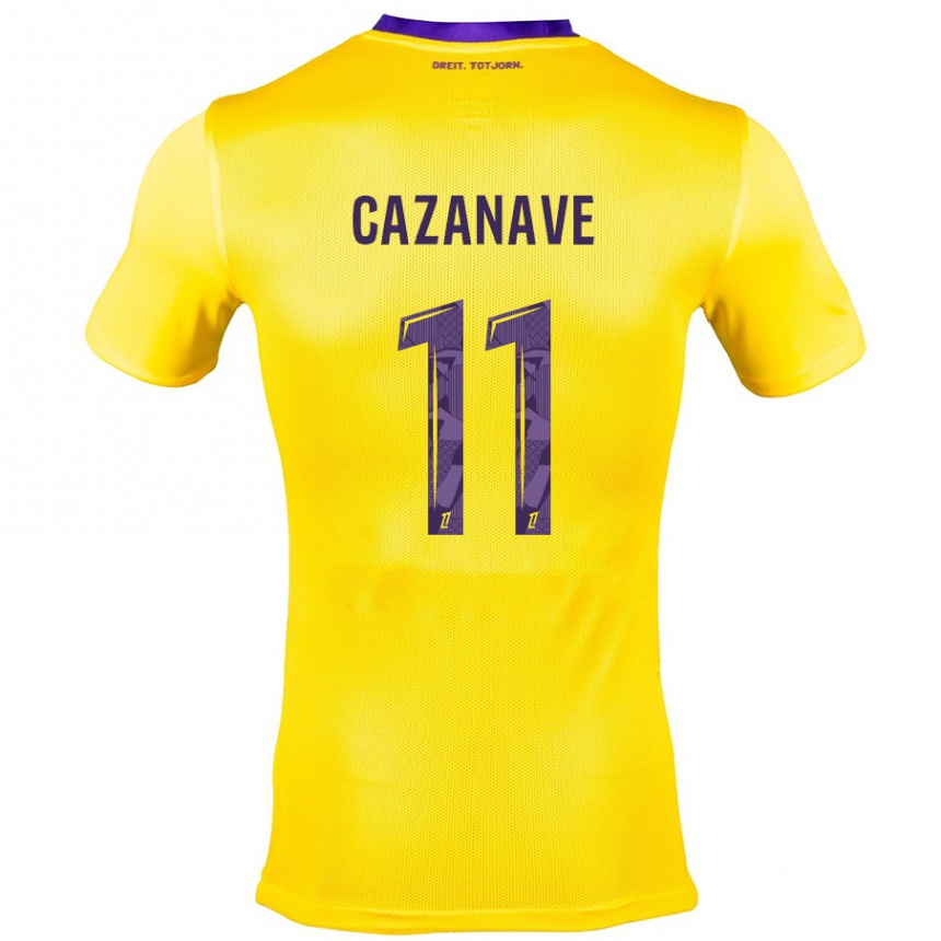 Enfant Football Maillot Julie Cazanave #11 Jaune Violet Tenues Extérieur 2024/25