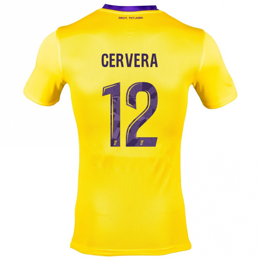 Enfant Football Maillot Laurianne Cervera #12 Jaune Violet Tenues Extérieur 2024/25